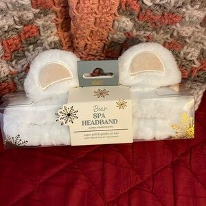 New white bear ears Spa Headband furry soft!